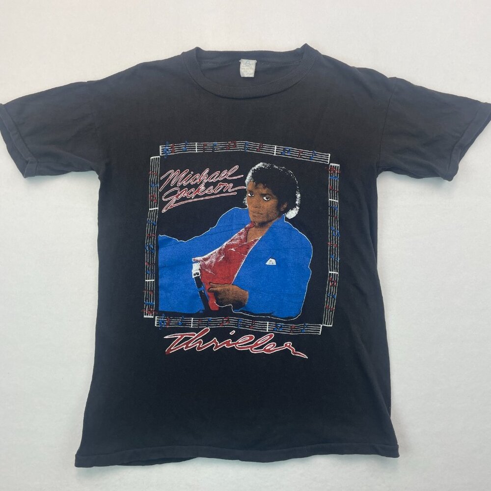 Vintage Michael Jackson T Shirt Large Thriller 80s Music Rap Bootleg Paki Cotton